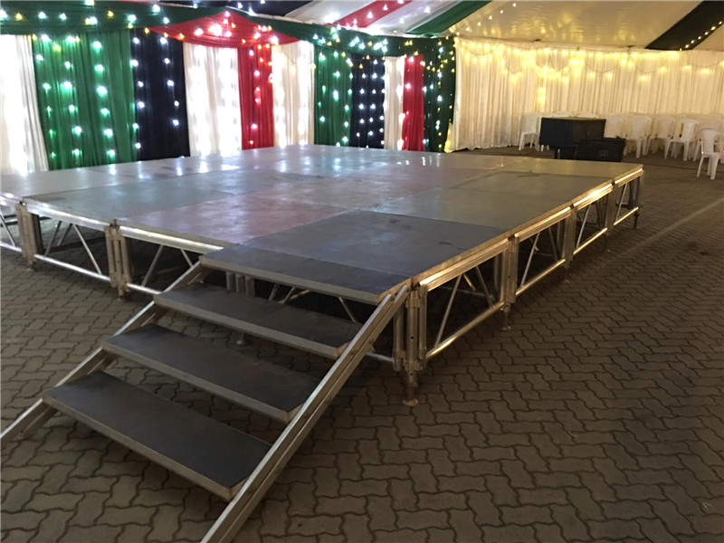  Stage Platform with LED star lighting and truss roof systems