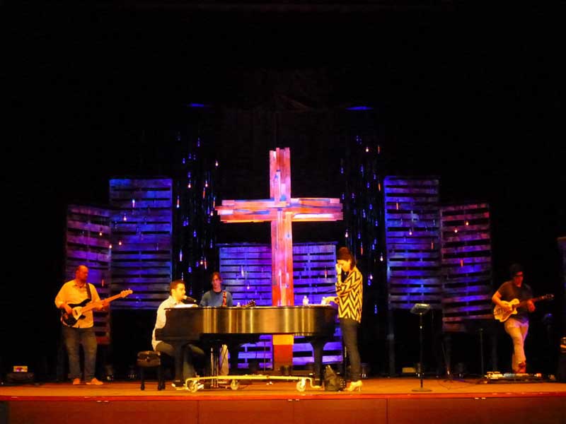 wood church stage design